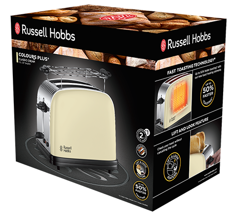 Russell Hobbs 23334-56 TOSTER kremowy Szerokie otwory na tosty